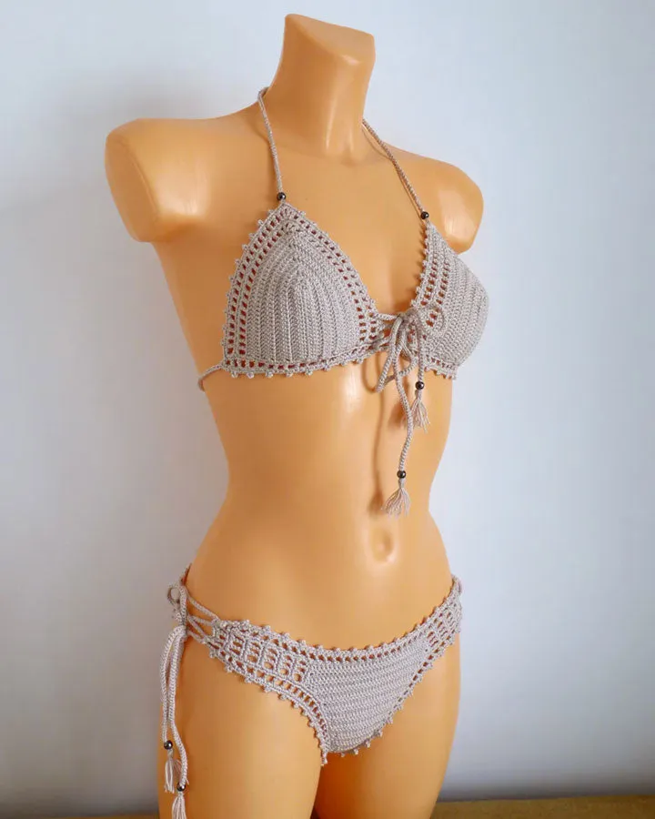 Size Small Kiwano Bikini With Tassels and Beads