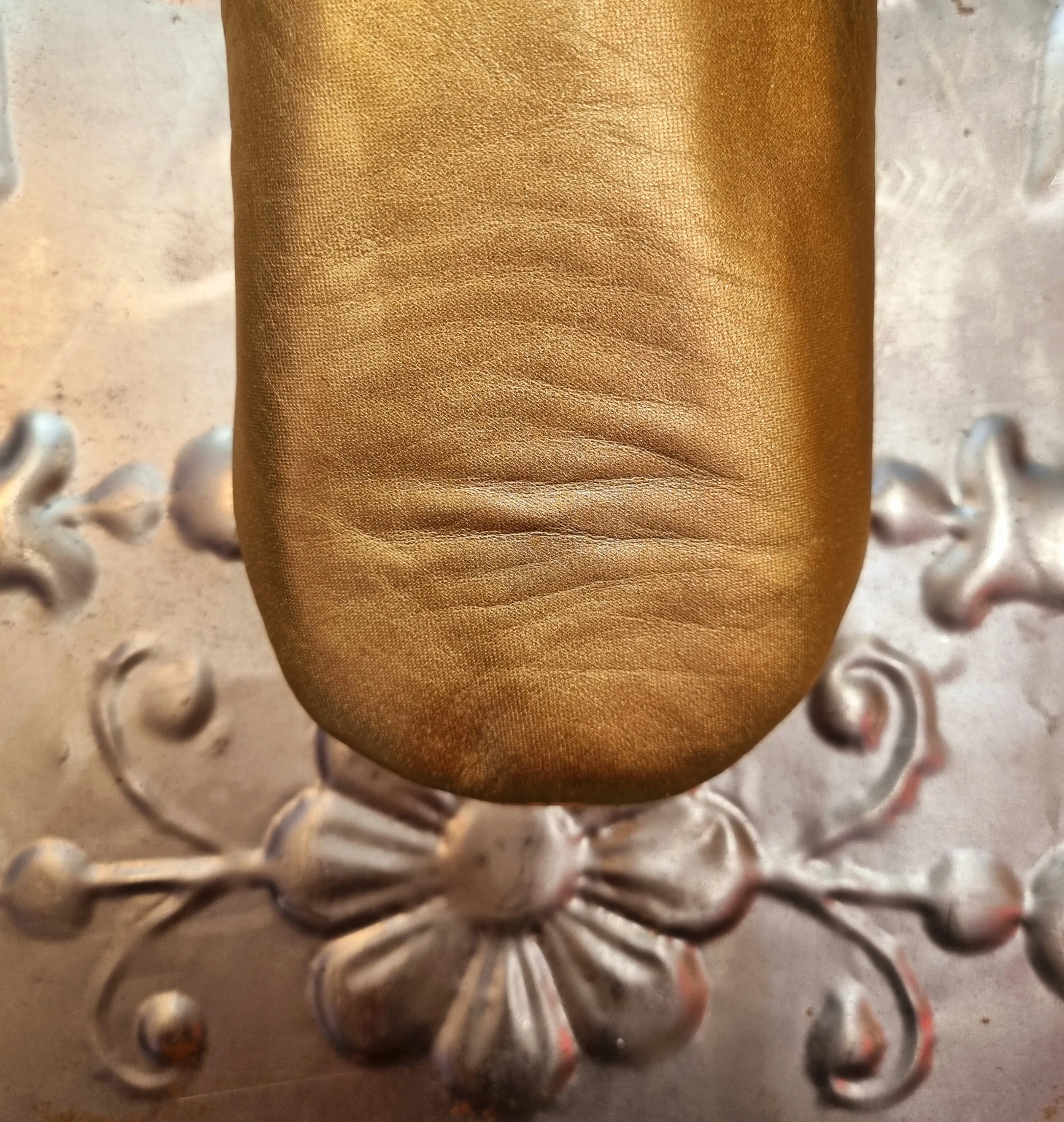 Soft leather metallic slippers .. size 40