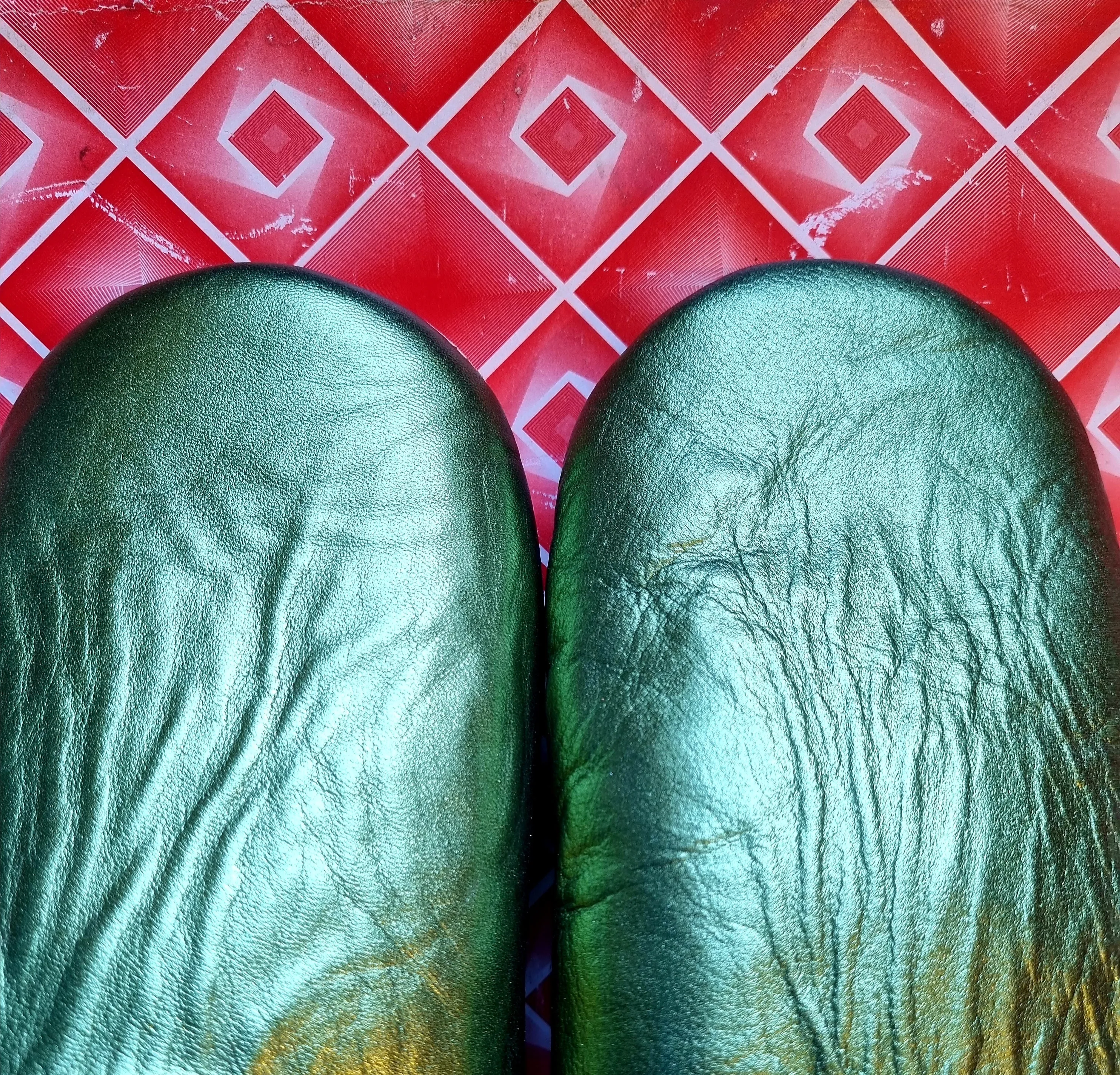 Soft leather metallic slippers .. size 40