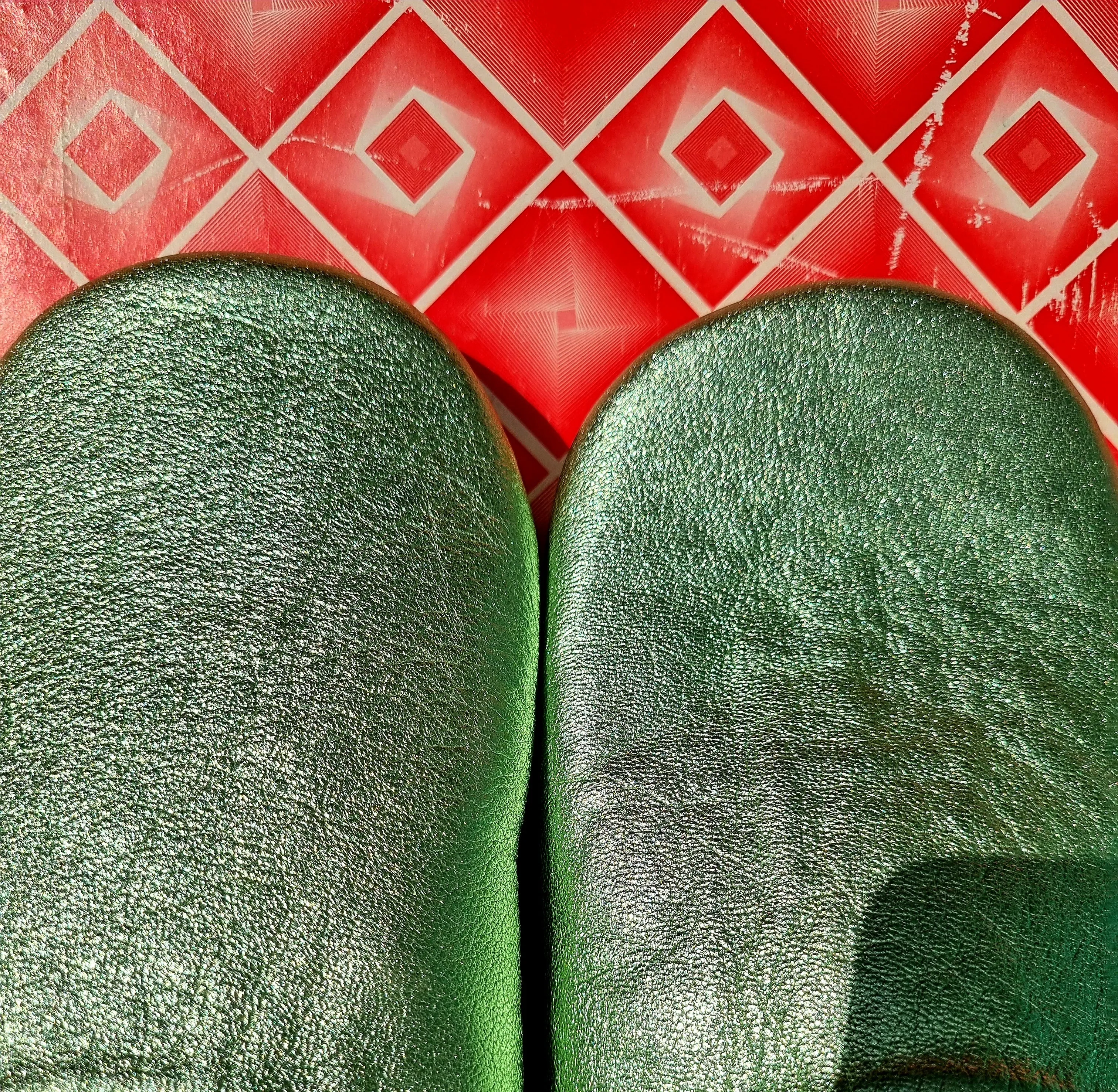 Soft leather metallic slippers .. size 40