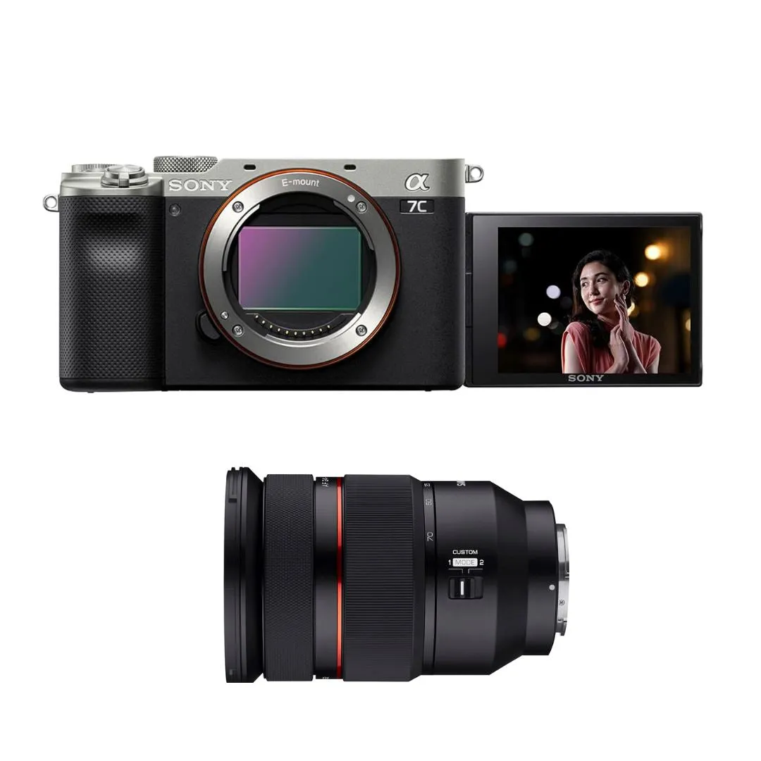 Sony A7C Sony Alpha Ilce-7C Compact Full Frame Camera - Silver Open Box   Samyang Zoom 24-70mm F2.8 Sony E