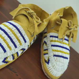 Special In-Stock Deer Hide Moccasins - Men's Fully Beaded