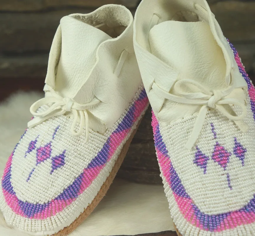 Special In-Stock Fully-Beaded Leather Girl's Moccasins
