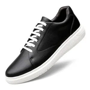Spring Autumn New Breathable genuine leather Students Shoes Men's Fashion Lace up Casual White Shoes Low To Help High Quality