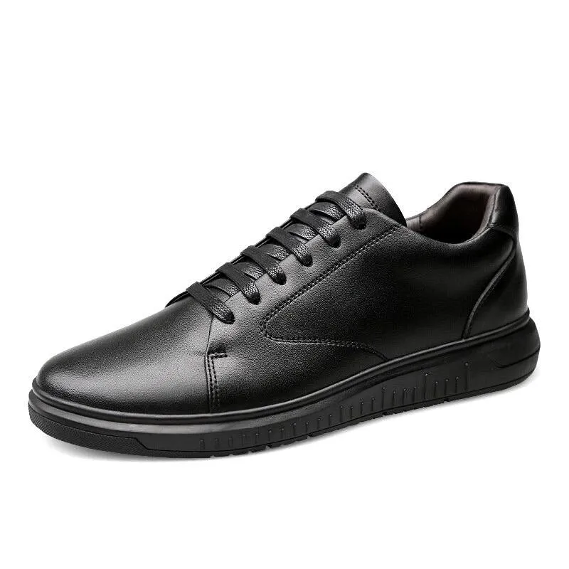 Spring Autumn New Breathable genuine leather Students Shoes Men's Fashion Lace up Casual White Shoes Low To Help High Quality