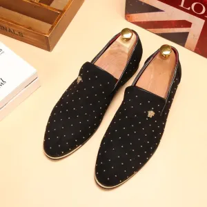 studded italian elegant slip on suede leather men casual shoes gentlemen wedding work unique spiked fashion male dress footwear