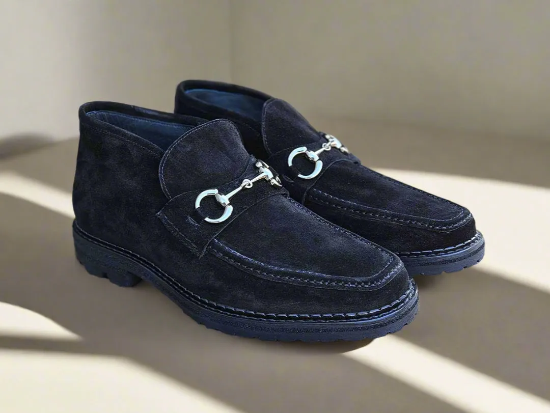 Suede Ankle Boot with Horsebit