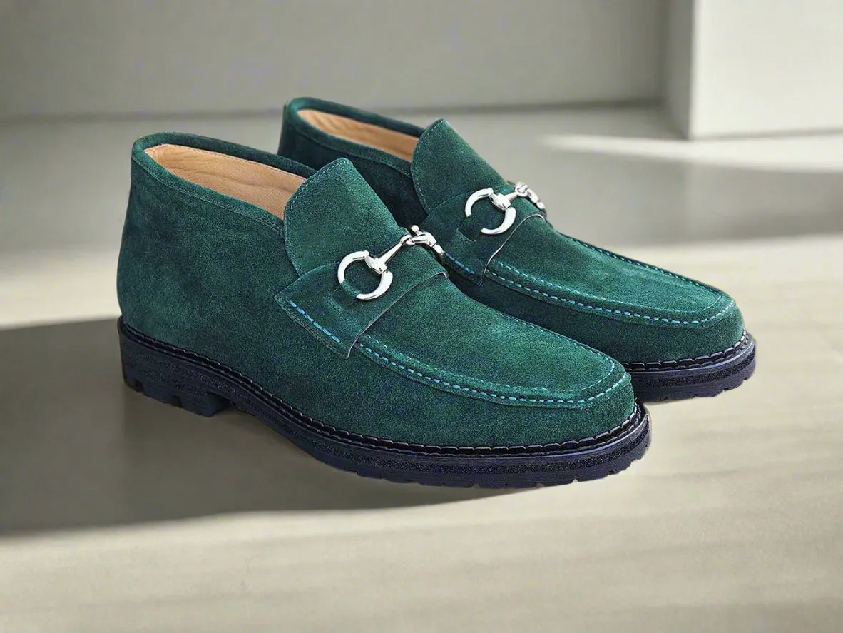 Suede Ankle Boot with Horsebit