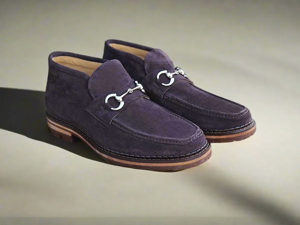 Suede Ankle Boot with Horsebit