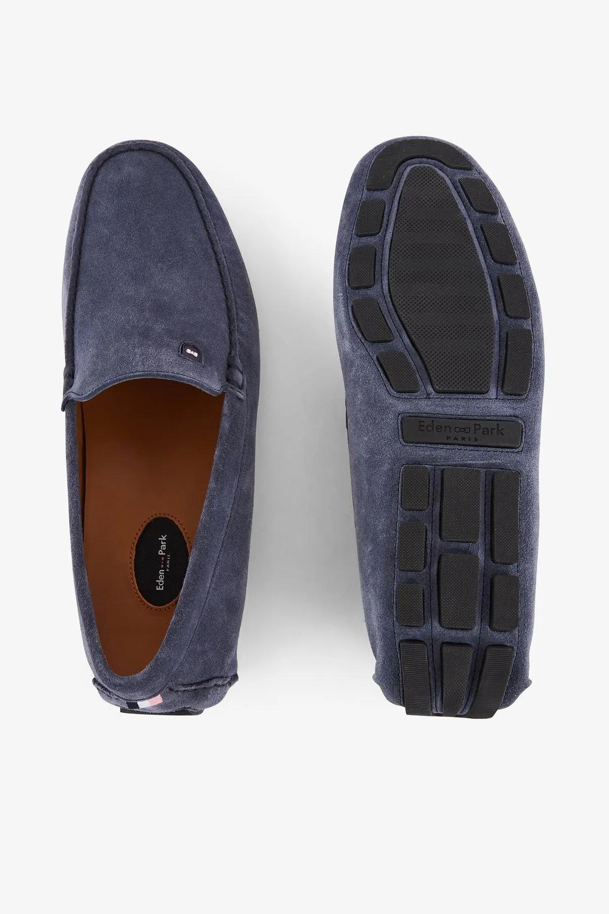 Suede Leather Moccasins in Navy
