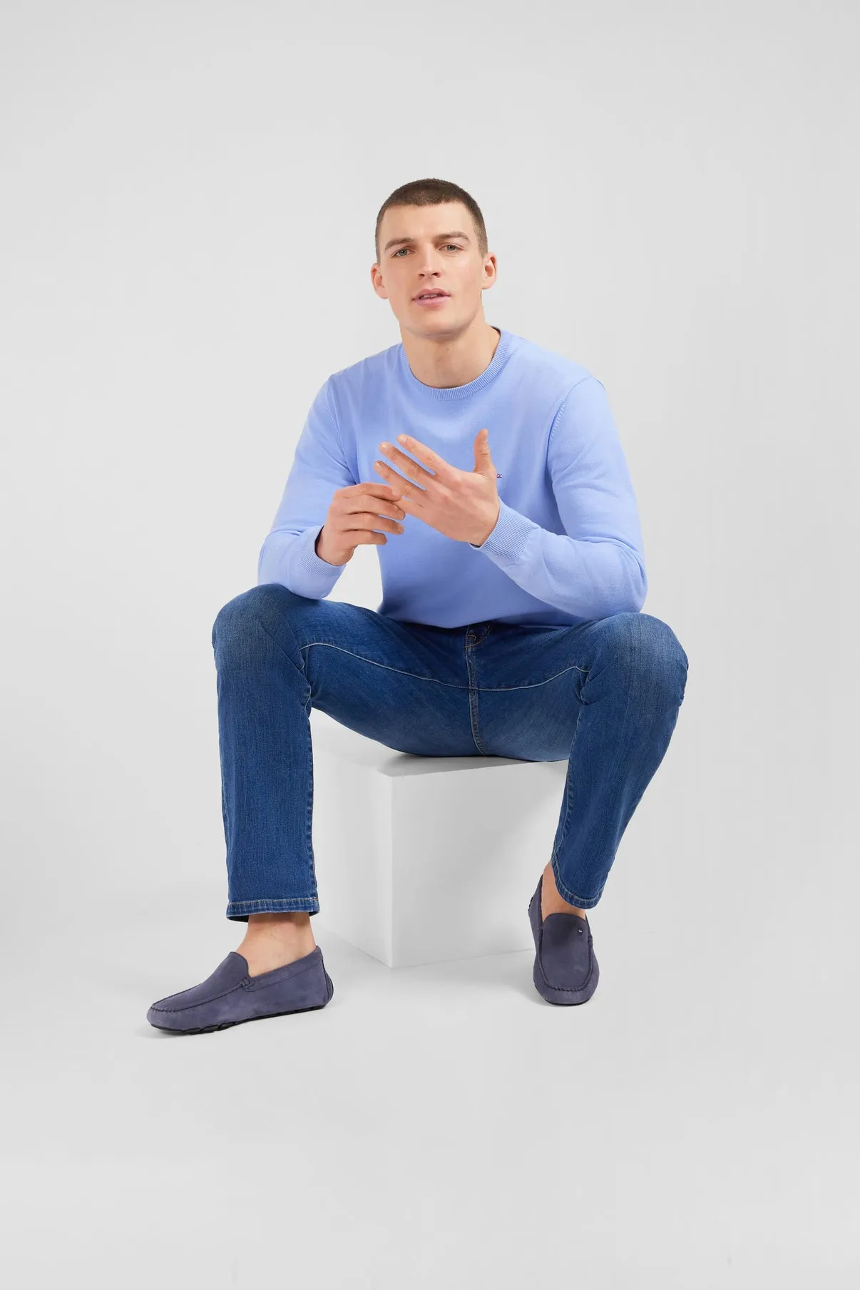 Suede Leather Moccasins in Navy