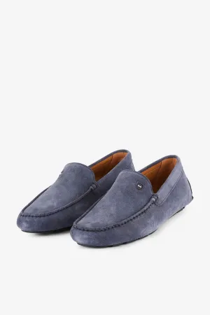 Suede Leather Moccasins in Navy