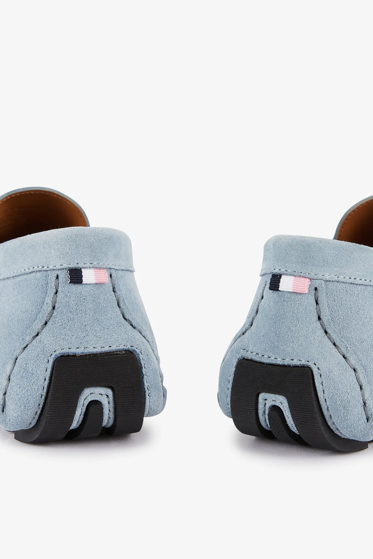 Suede Leather Moccasins in Sky Blue