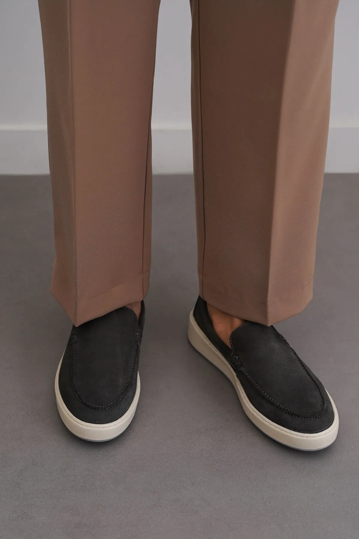 SUEDE LEATHER SLIP ON LOAFERS