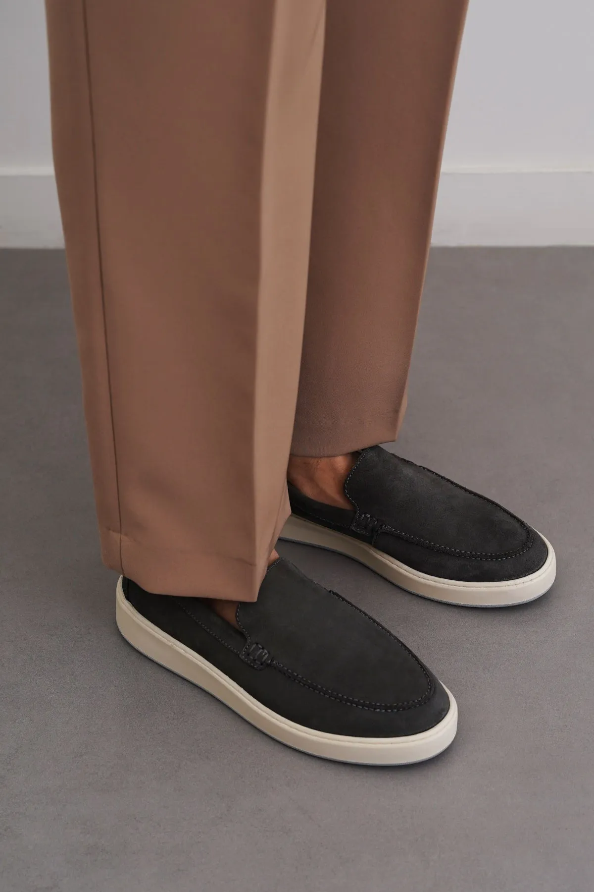 SUEDE LEATHER SLIP ON LOAFERS