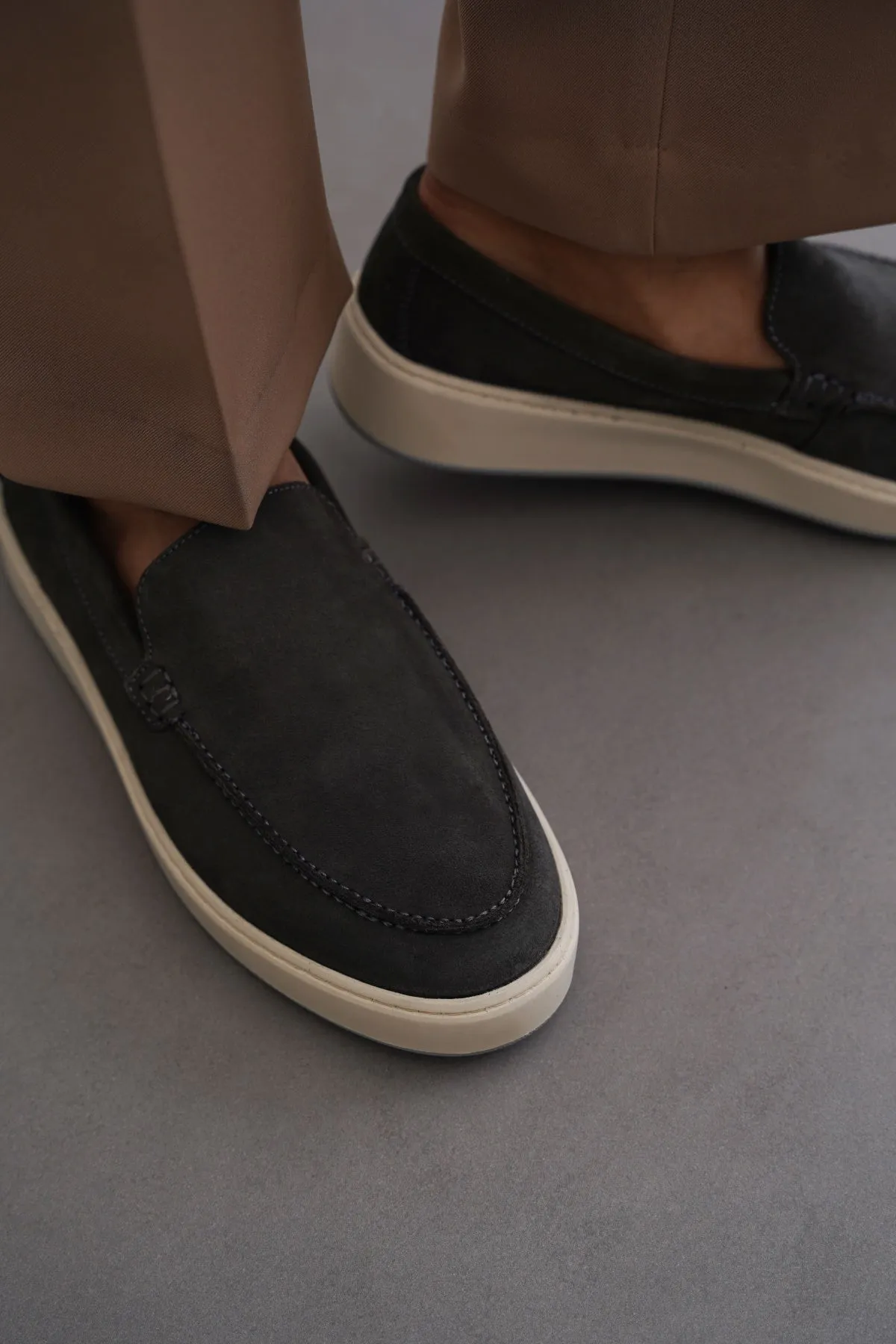 SUEDE LEATHER SLIP ON LOAFERS
