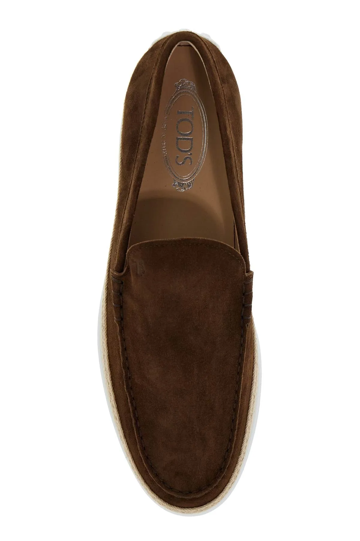 suede slip-on with rafia insert