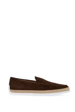 suede slip-on with rafia insert