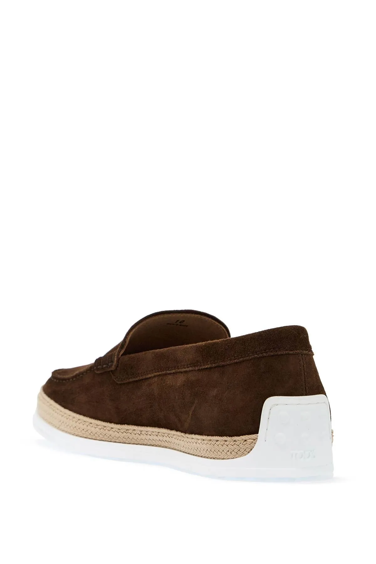 suede slip-on with rafia insert