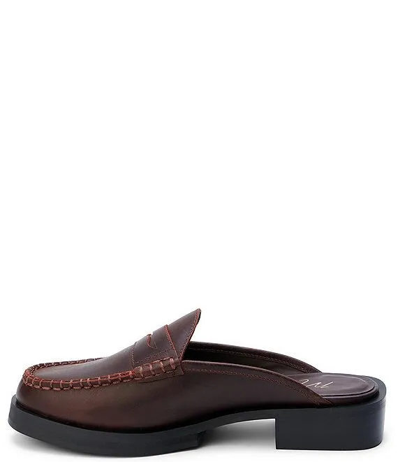 Tasha Leather Penny Loafer Platform Mules