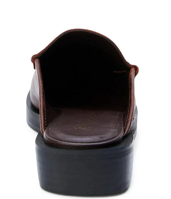 Tasha Leather Penny Loafer Platform Mules