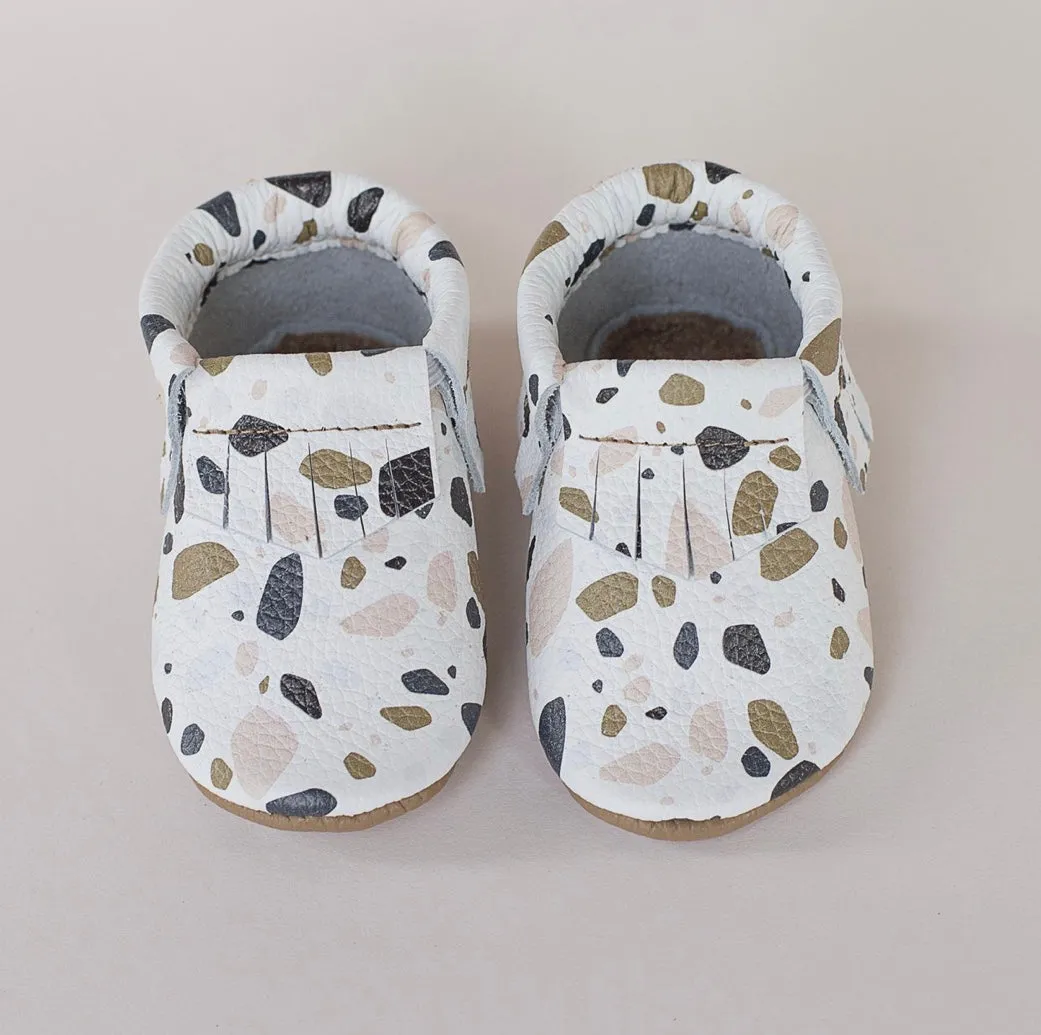 Terazzo Fringe Print Girls Moccasins