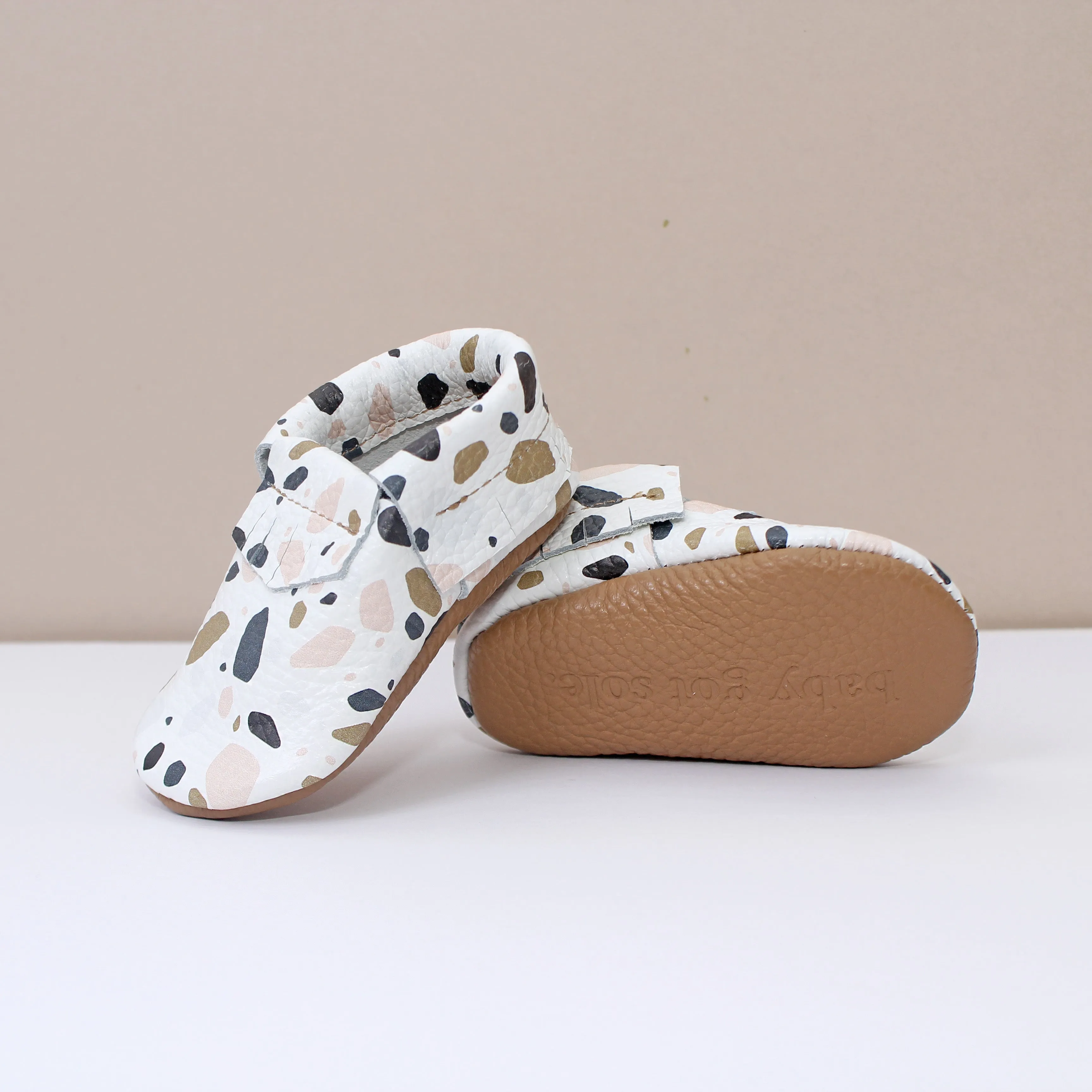 Terazzo Fringe Print Girls Moccasins
