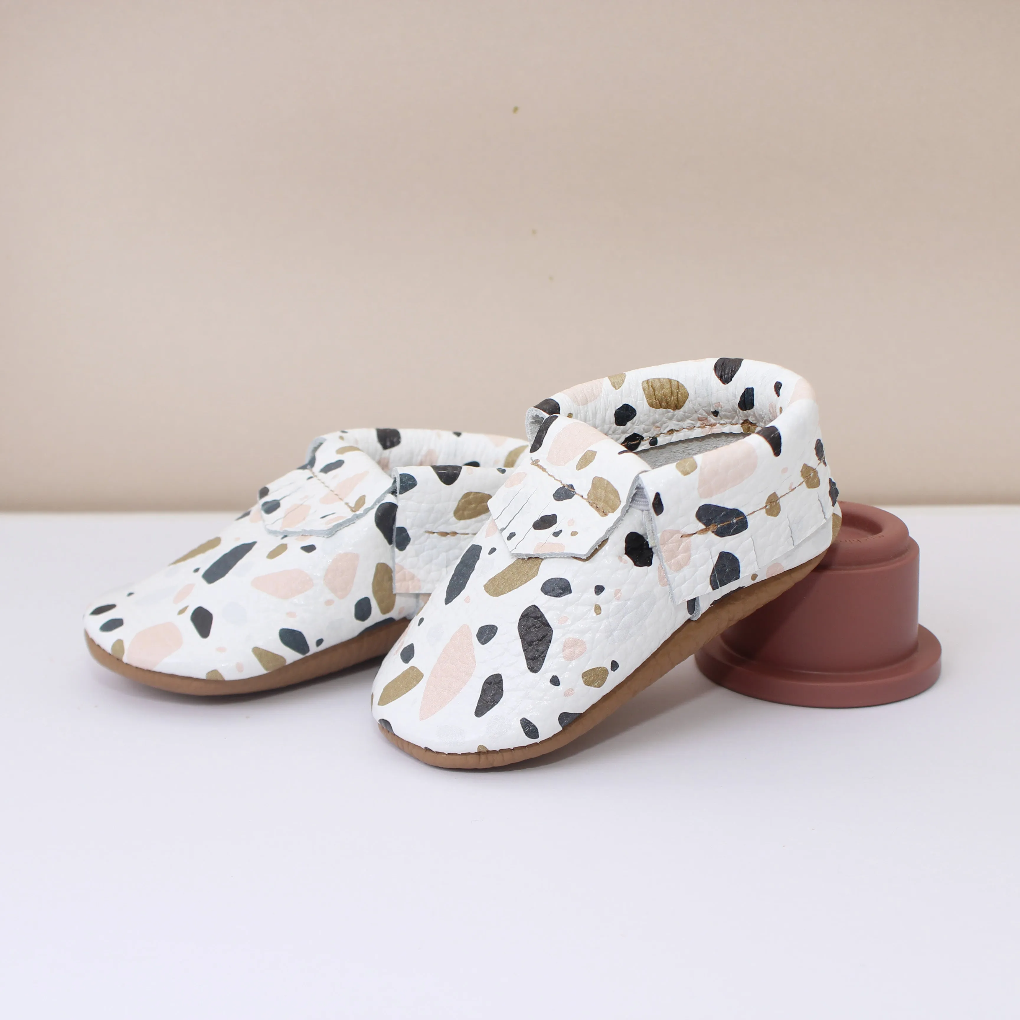 Terazzo Fringe Print Girls Moccasins