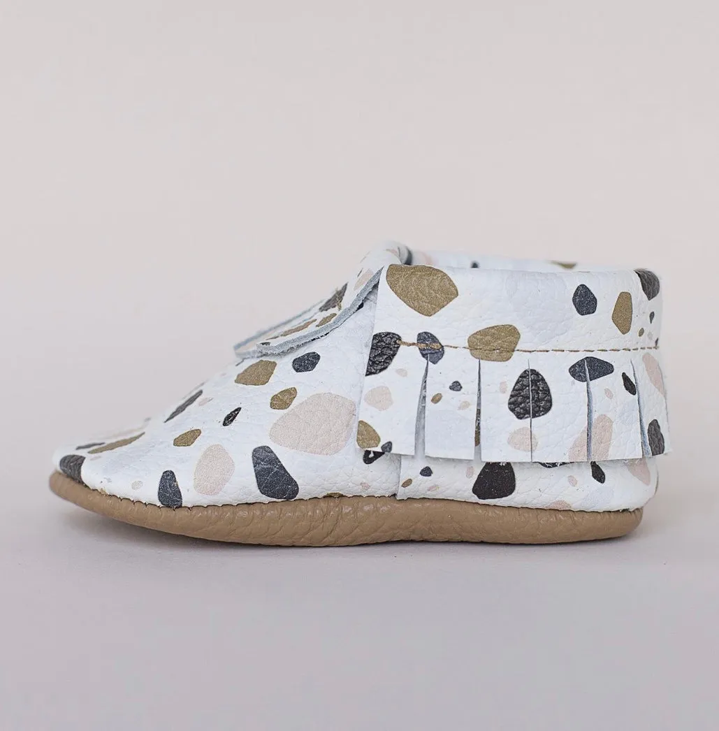 Terazzo Fringe Print Girls Moccasins