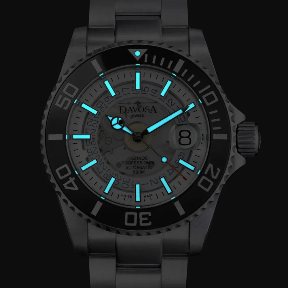 Ternos Professional Auto Nebulous 500m White Diving Watch 16153510