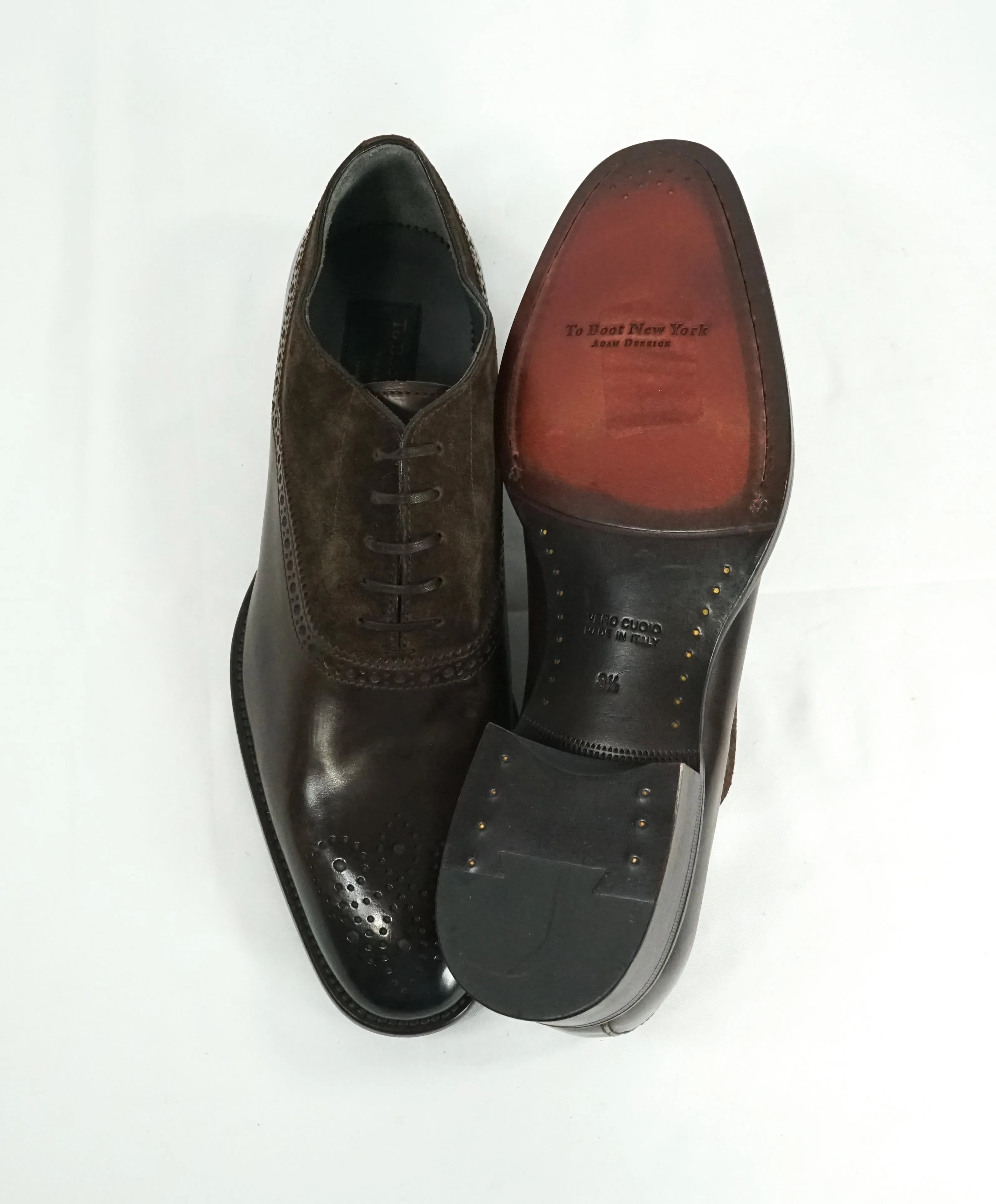 TO BOOT NEW YORK - Mixed Media Suede & Leather Brogue Oxfords - 8.5