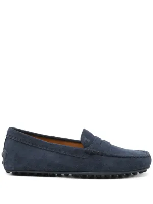 Tod's Women's Prussian Blue Suede Flat Moccasins