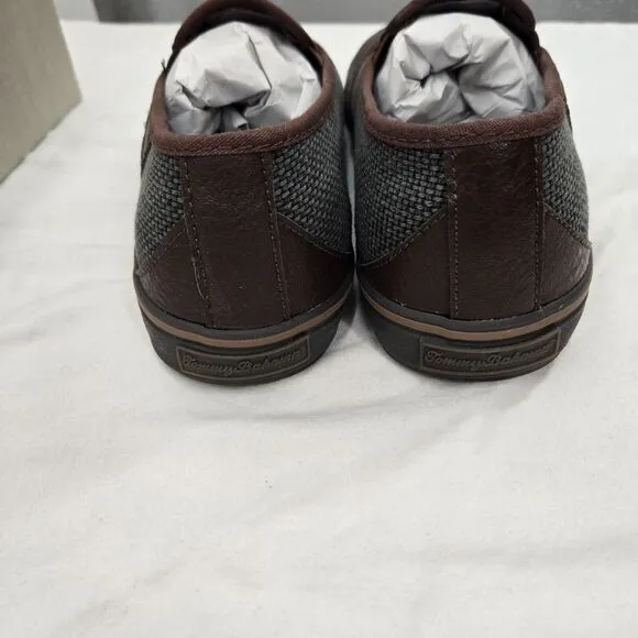 Tommy Bahama Mens 9 Brown Leather Gray Printed Pacific Ridge Slip On Loafer