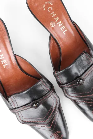 Topstitched Loafer Mules