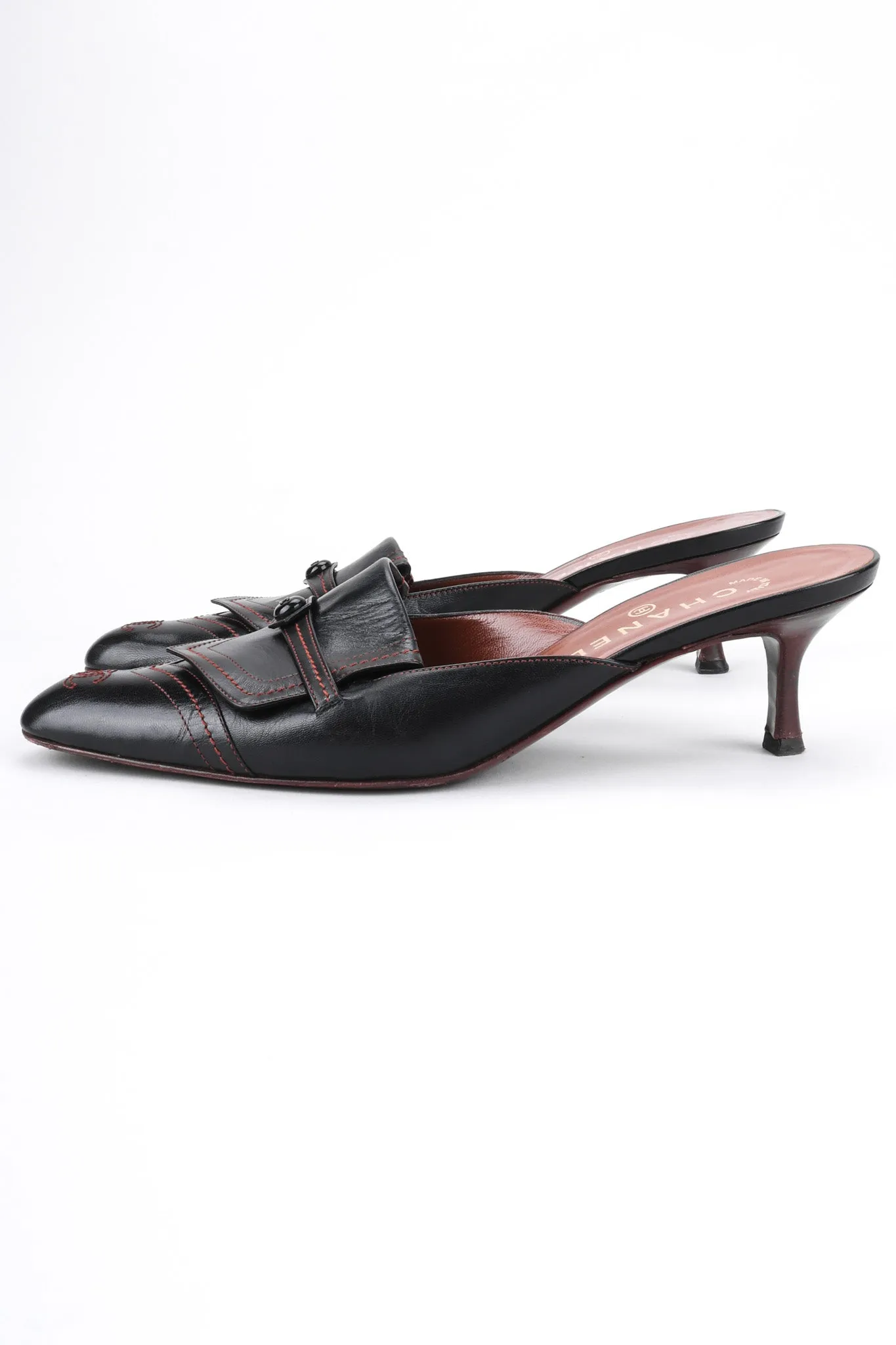 Topstitched Loafer Mules