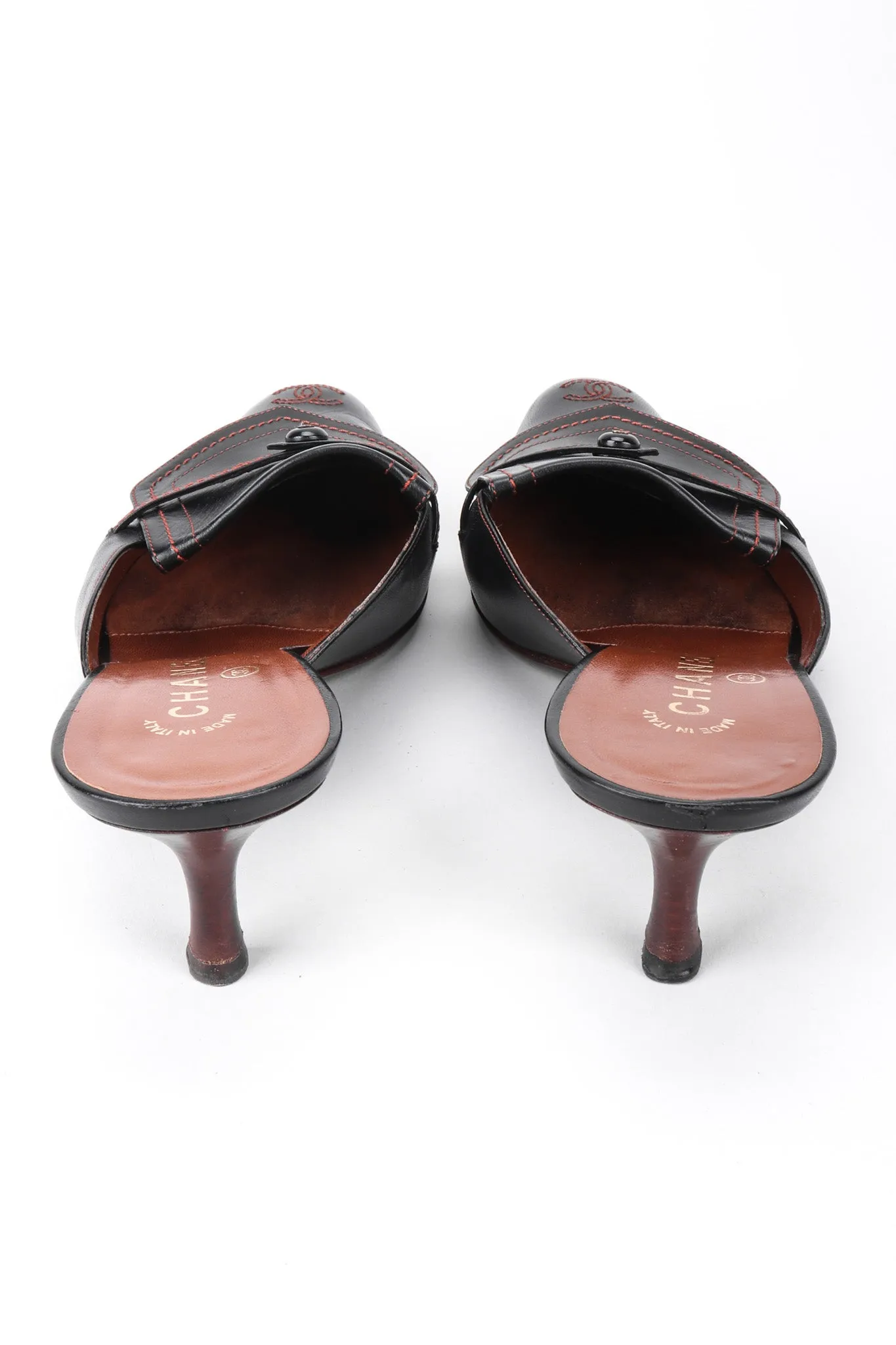 Topstitched Loafer Mules