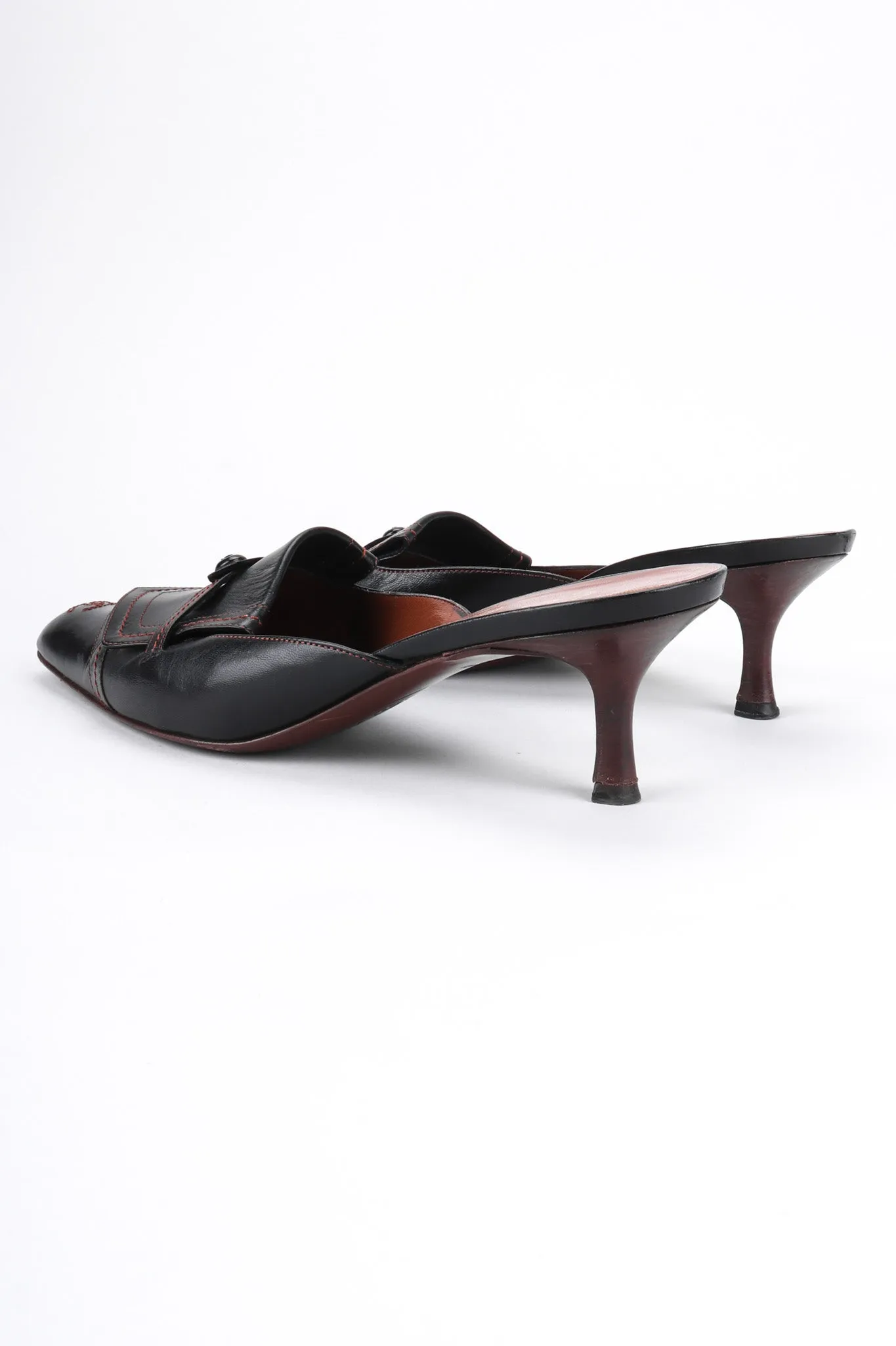 Topstitched Loafer Mules