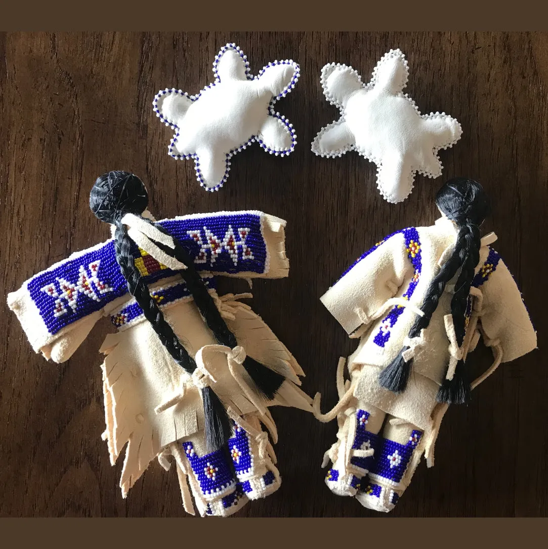 Traditional Buckskin Doll Pair - Cobalt