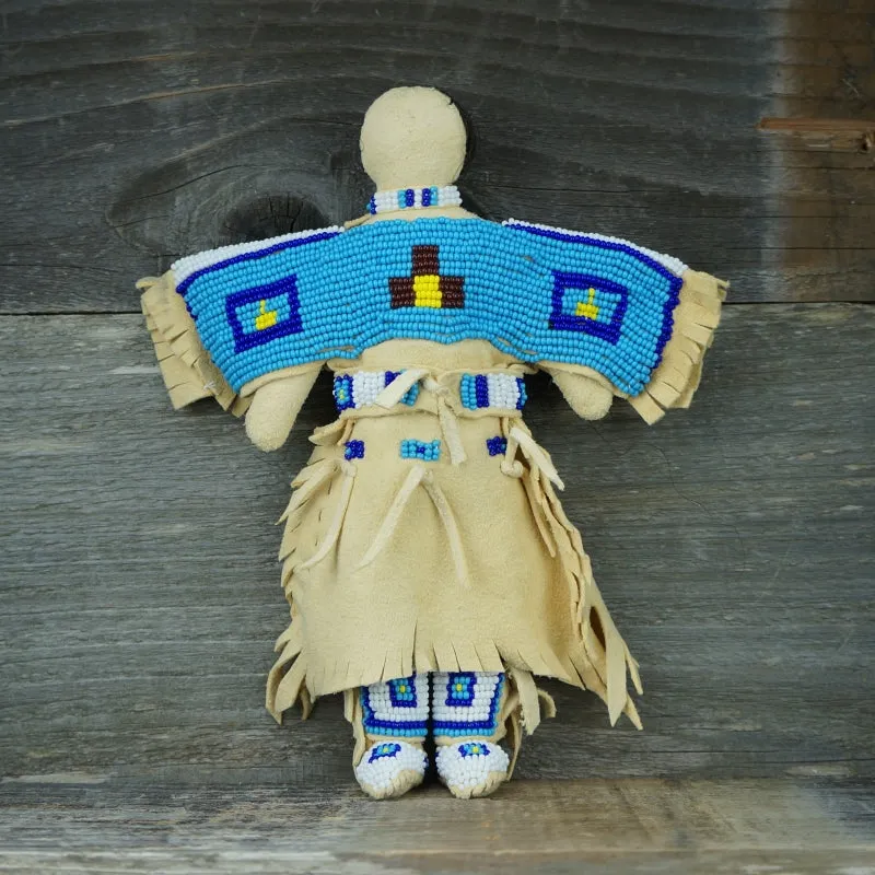 Traditional Buckskin Doll Pair - Turquoise