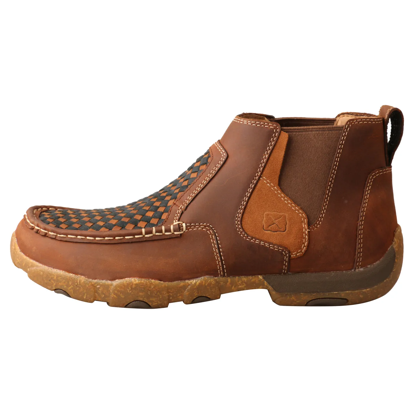 Twisted X Men's 4" Chelsea Driving Moc-Woven Multi/Oiled Saddle