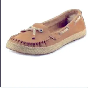 UGG Chivon espadrille moccasin shoe leather loafer tan brown sheepskin Sz 8
