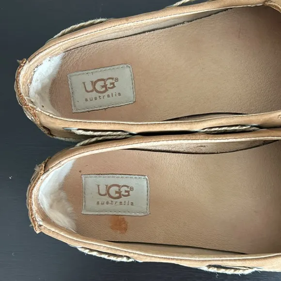 UGG Chivon espadrille moccasin shoe leather loafer tan brown sheepskin Sz 8