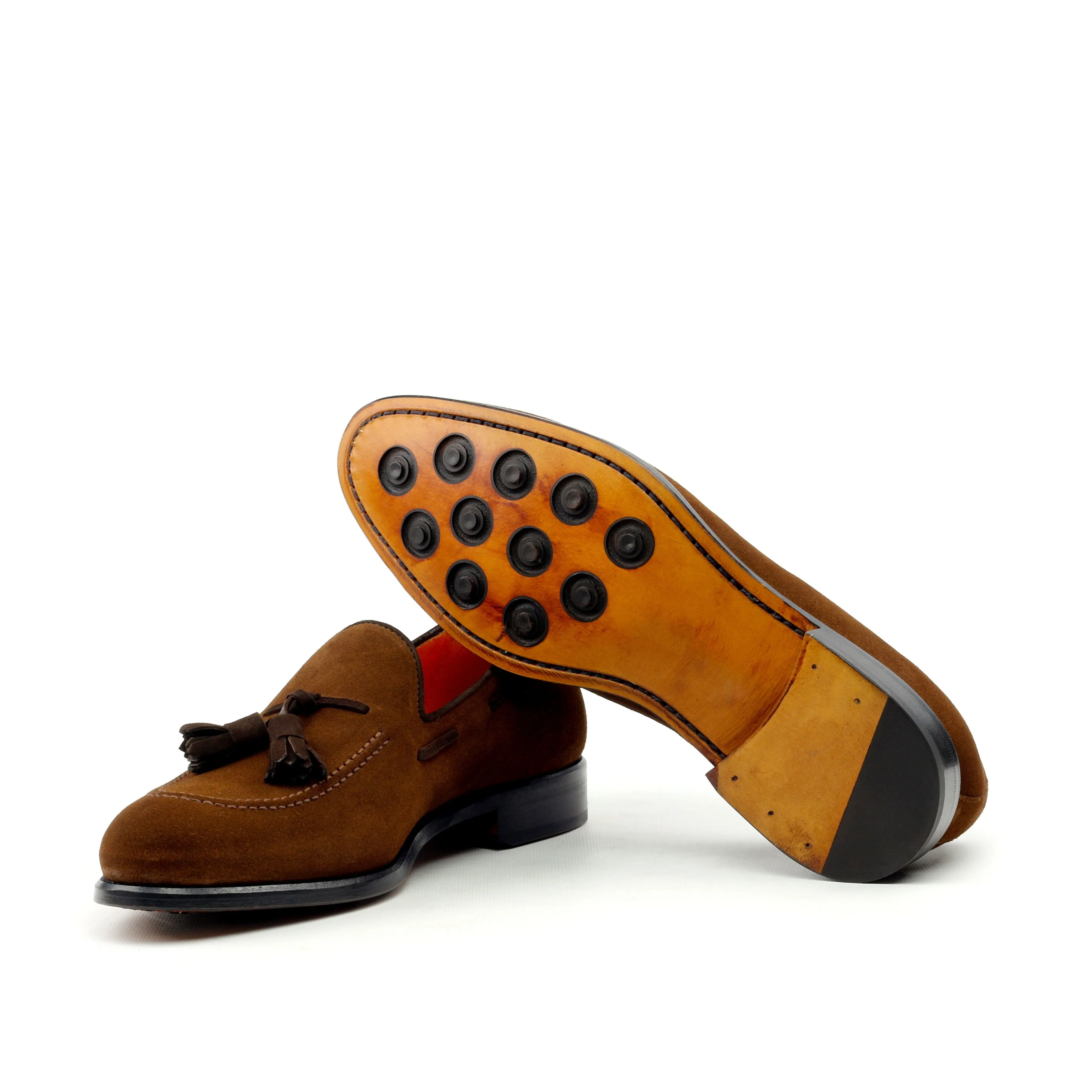 Unique Handcrafted Dark Brown Lux Suede Loafer w/ Tassles