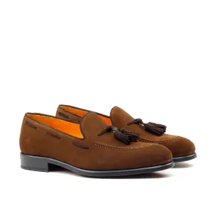 Unique Handcrafted Dark Brown Lux Suede Loafer w/ Tassles