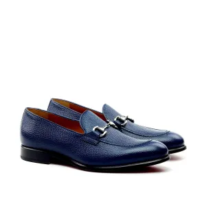 Unique Handcrafted Pebble Grain Navy Blue Loafer