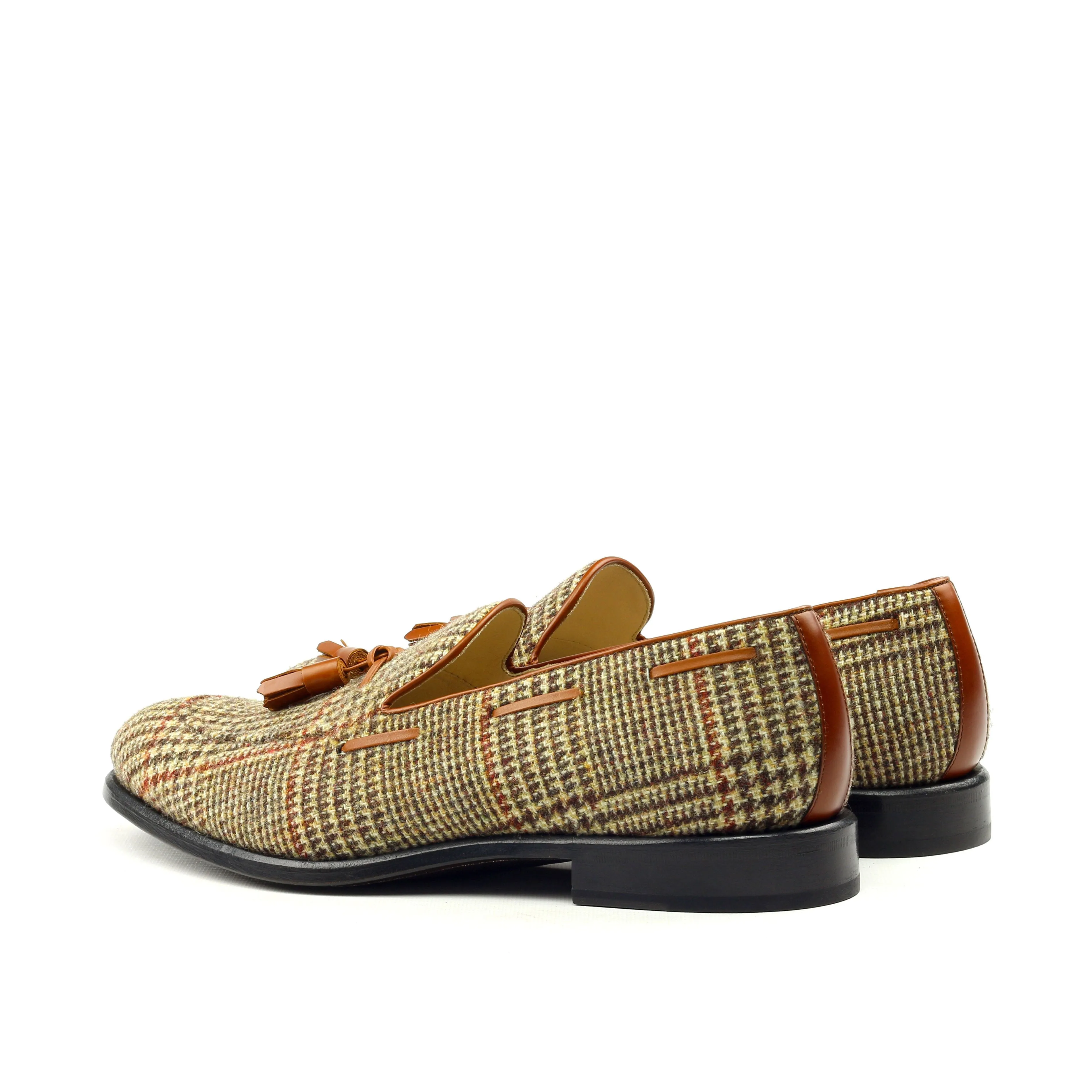 Unique Handcrafted Tweed Sartorial Slip on Loafer w/ Tassles