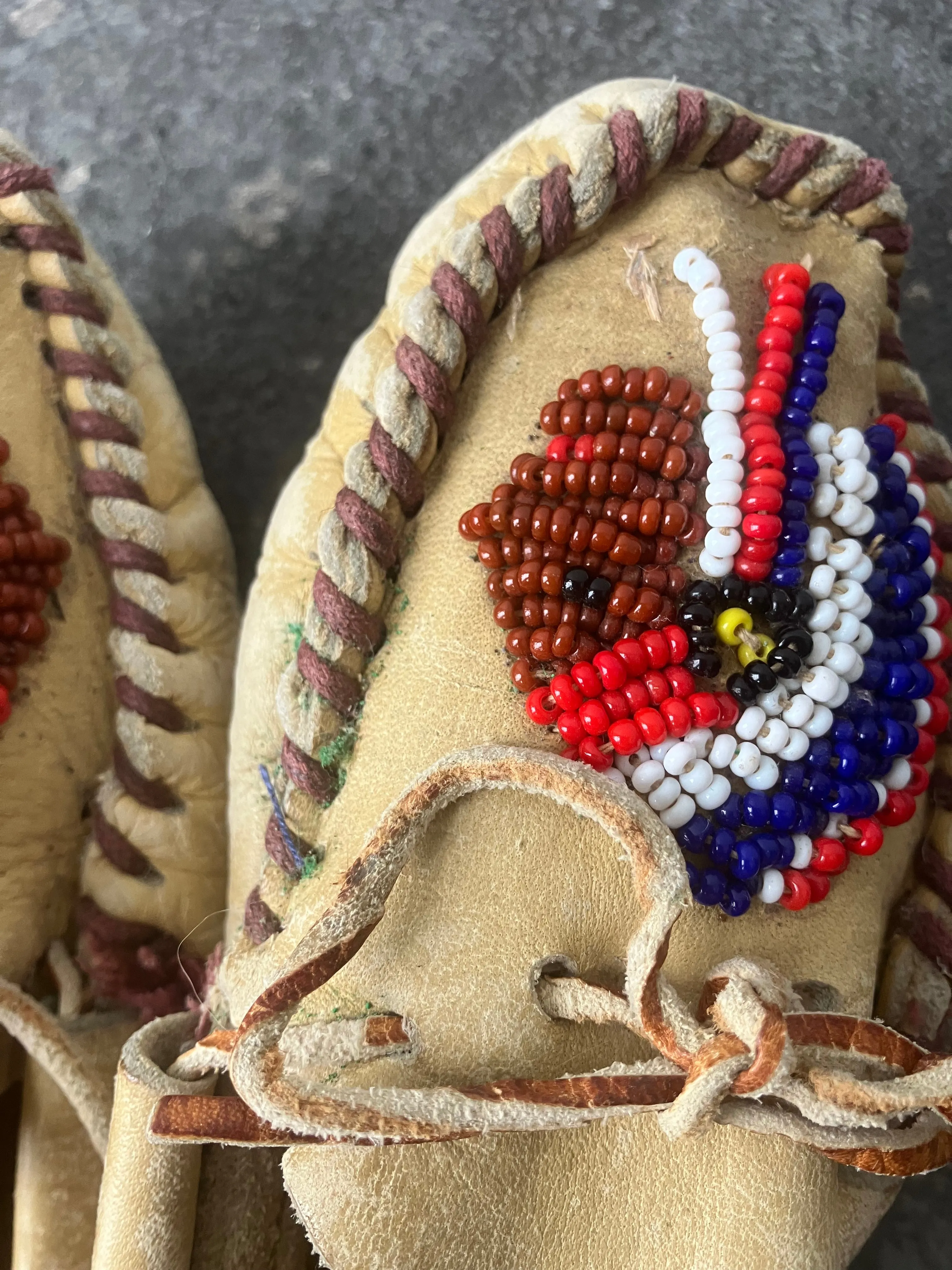 Vintage Beaded Moccasins - Small