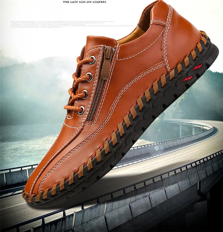 Vintage Handmade Leather Moccasins with rubber soles