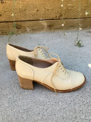 Vintage Robert Clergerie Block Heel Oxfords in Ivory