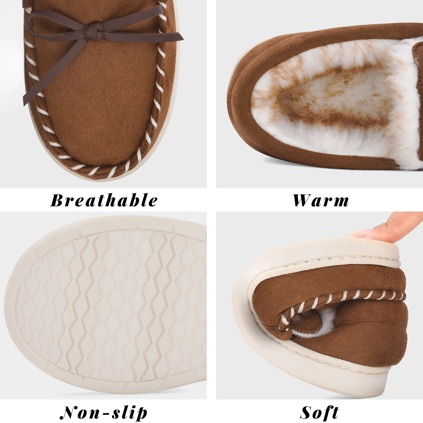 VONMAY Kids Slippers Boys Girls Moccasins House Shoes with Comfy Faux Fur Lining Memory Foam Slipper